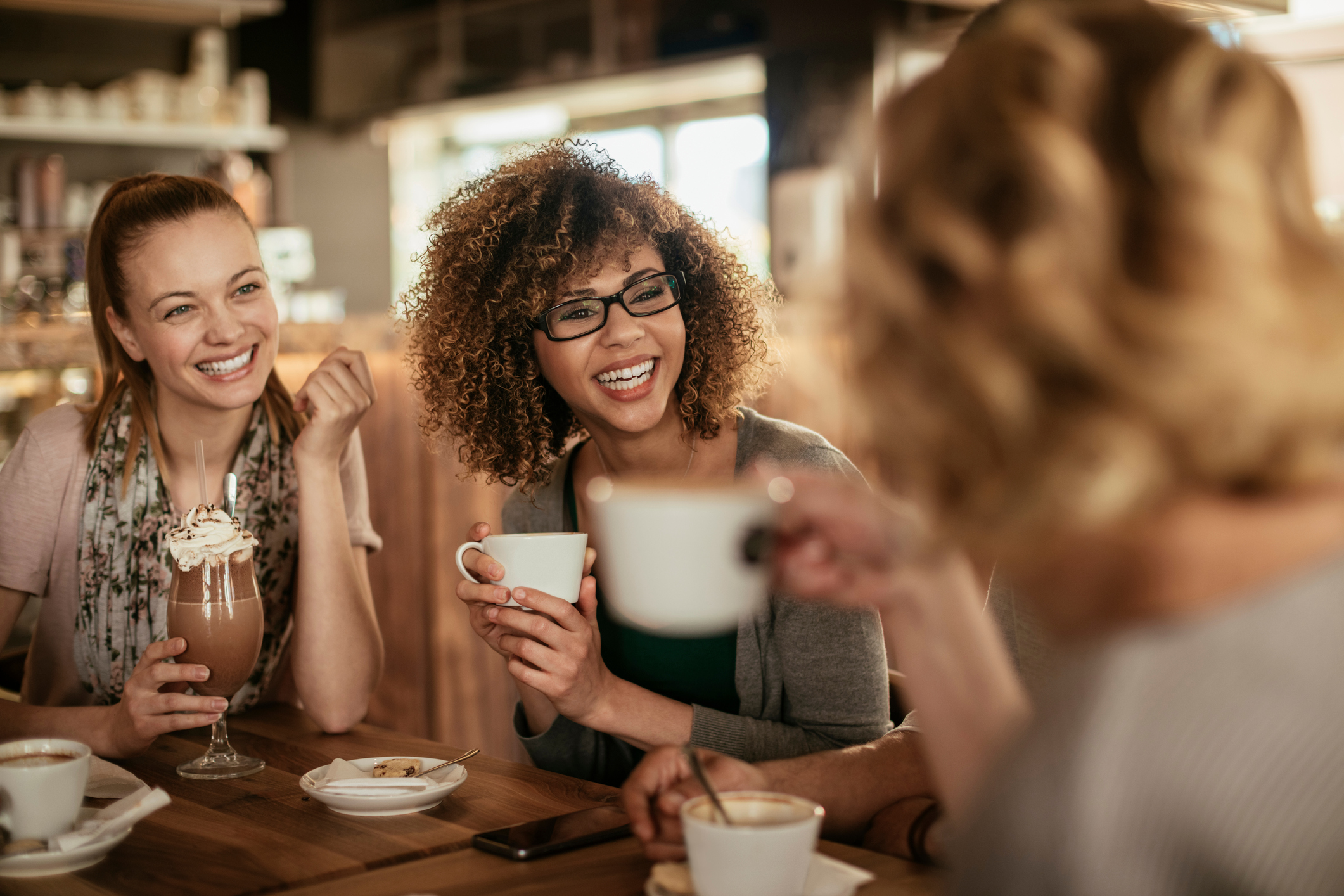 group of friends at a cafe